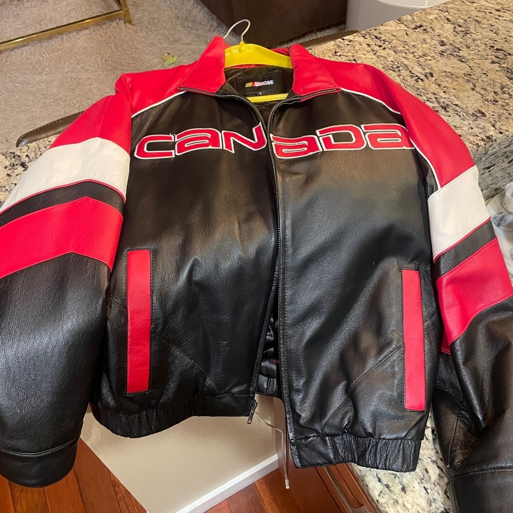 Vintage NASCAR Canada Leather Bomber Jacket